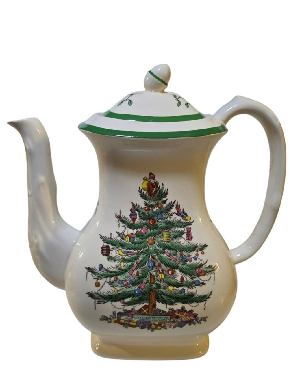 Vintage Spode England Christmas Tree Coffee Pot Acorn Finial Lid England S3324 C